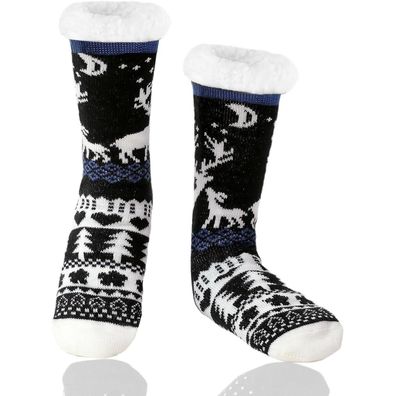 Wotence Herren Warme Dicke Wintersocken mit Anti-Rutsch-Sohle, Flauschig Thermo