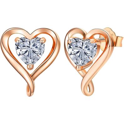 LAVUMO Ohrringe Silber 925 Rosegold Gold Damen Ohrstecker Set, Geschenke für