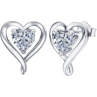 LAVUMO Ohrringe Damen Silber 925 Rosegold Gold, Herz Ohrstecker Set, Schmuck