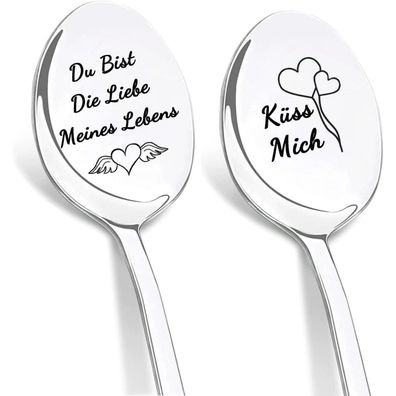 Dikariya Kaffeelöffel mit Gravur "Du bist die Liebe meines Lebens"
