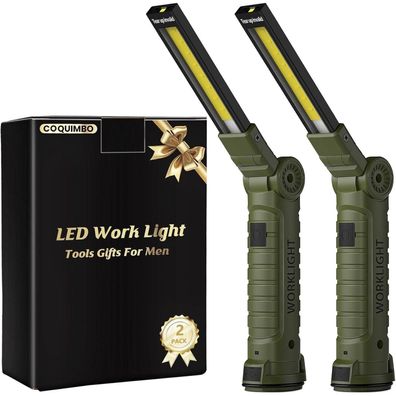 Coquimbo LED Arbeitsleuchte Taschenlampe Aufladbar, 2 Stück Grün, mit Magnet