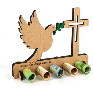 Giftota Geldgeschenk Holz Schild mit Ständer für Kommunion, Geburtstag