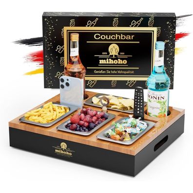 Mihoho Couchbar Holz als Bier Geschenke für Männer, Sofa Organizer mit 4