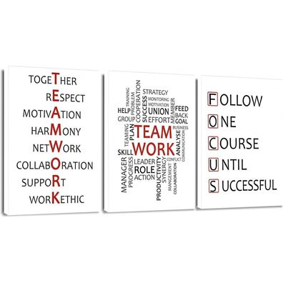 Artscope 3-teiliges Leinwandbild Team Work Motiv, moderner Kunstdruck für