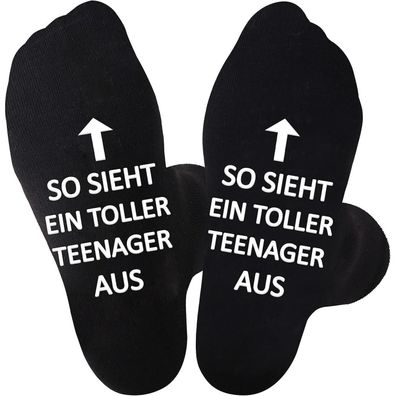 Jeasona Herren Anti-Rutsch Socken mit Aufdruck "SO SIEHT EIN TOLLER Teenager