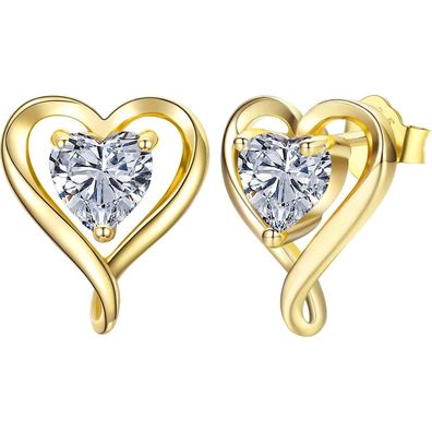 LAVUMO Ohrringe Damen Set 925 Silber Rosegold Gold Herz Zirkonia Schmuck