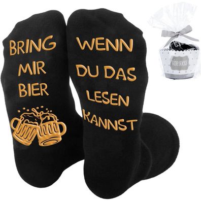 Belillpipi Lustige Socken mit Spruch "Wenn Du Das Lesen Kannst, Bring Mir Bier"