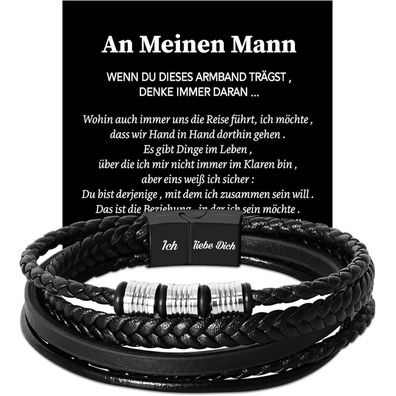 Coldbling Lederarmband "Ich Liebe Dich" für Männer - Romantisches Geschenk für