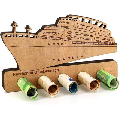 Giftota Geldgeschenk aus Holz für Geburtstag, Kreuzfahrt oder Reise