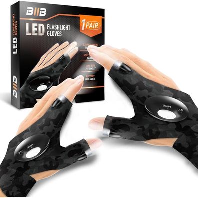BIIB LED Handschuhe mit Licht - Geschenke für Männer, Angelzubehör, Gadgets