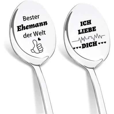 Dikariya 2er Kaffeelöffel Set "Bester Ehemann der Welt" Gravur - Perfektes