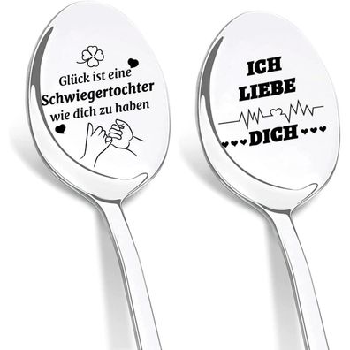 Dikariya Kaffeelöffel mit Gravur "Glück ist eine Schwiegertochter wie dich zu