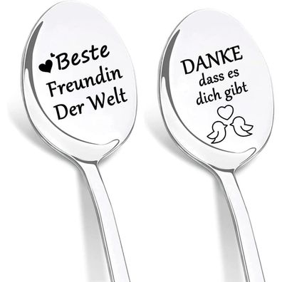 Dikariya 2er Kaffeelöffel mit Gravur "Beste Freundin der Welt" - Perfektes