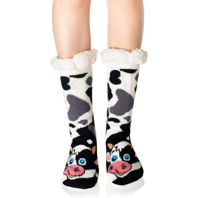 Wotence Damen Wollsocken Kuh Motiv - Kuschelig warme Wintersocken mit