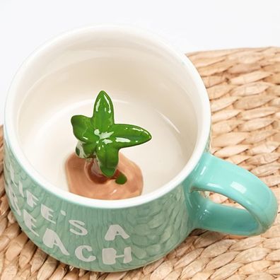 Arawat 3D Kokosnuss Tasse mit Löffel, 350 ml, Keramik, Geschenkidee