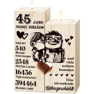 Geschenk zum 45. Hochzeitstag: Holz Kerzenständer für Paare, Frauen & Männer
