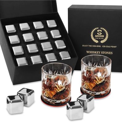 Saicoos Edelstahl Eiswürfel für Männer - Wiederverwendbare Whisky Steine, Luxus