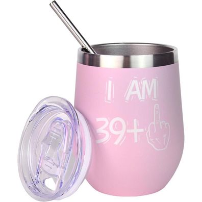 Bokalaka Edelstahl Weinbecher 350ml, Kreatives Geschenk zum 40. Geburtstag für