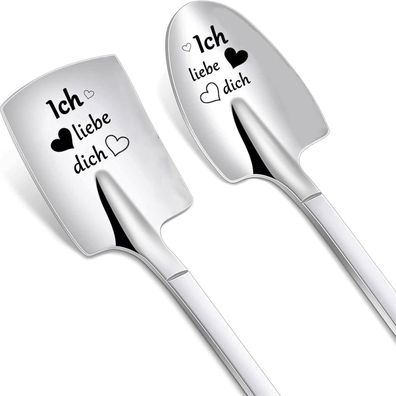 Dikariya 2er Eislöffel mit Gravur Ich Liebe Dich - Geschenk für Sie & Ihn