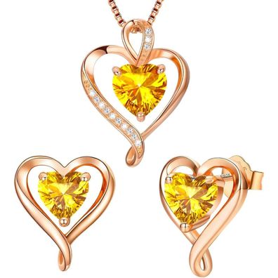 LAVUMO Schmuckset Damen Halskette & Ohrringe Set Silber Rosegold Gold