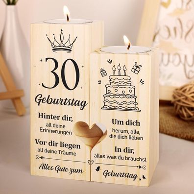 Vetbuosa 30. Geburtstag Kerzenständer - Personalisierte Geschenkidee für Frauen