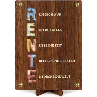 Giftota Ruhestand Geschenk Holz mit Abschiedskarte, Rentner Geschenk für Mann