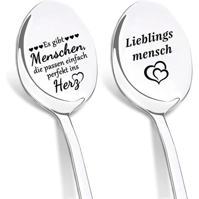 Dikariya 2er Kaffeelöffel mit Gravur, Geschenk für Paare zum Hochzeitstag