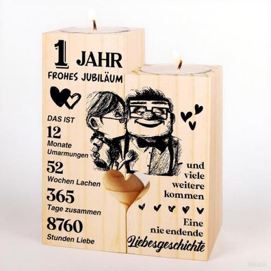 Vetbuosa Kerzenständer aus Holz, Romantisches Geschenk zum 1. Hochzeitstag für