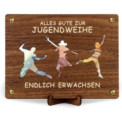 Giftota Jugendweihe Geldgeschenke aus Holz mit Glückwunschkarte - Originelle