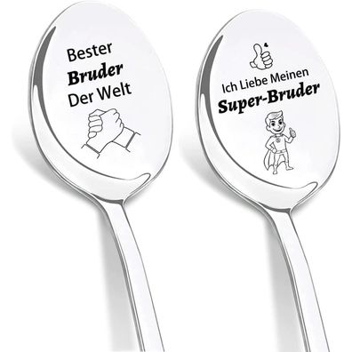 Dikariya 2er Kaffeelöffel Set "Bester Bruder der Welt" mit Gravur - Ideales
