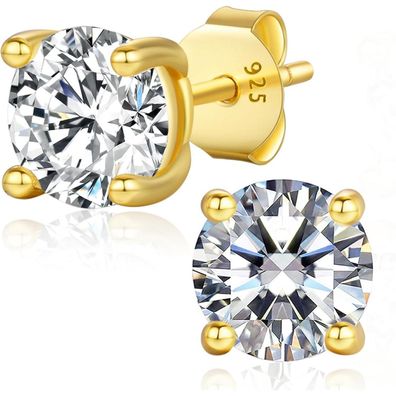 LAVUMO Moissanit Ohrringe 925 Silber 14K Gold/Rhodiniert Plattiert, 0.3ct-2ct