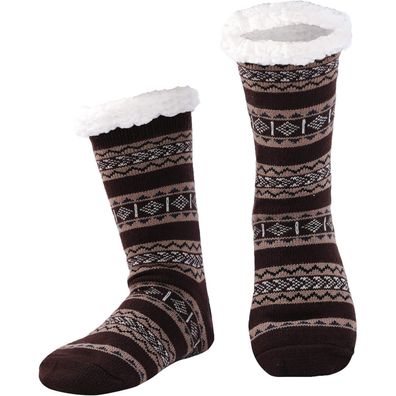 Wotence Herren Warme Dicke Wintersocken mit Anti Rutsch Sohle, Flauschig Thermo