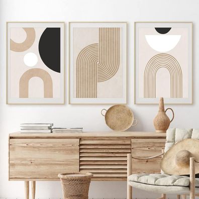 3er Premium Poster Set, Moderne Abstrakt Kunst Wandbilder, Ohne Rahmen