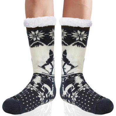 Wotence Herren Warme Dicke Wintersocken mit Anti Rutsch Sohle, Flauschig Thermo