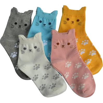 Jeasona 5 Paar Damen Socken Bunt Baumwolle Tiermuster Süß
