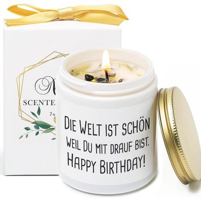 FUND Amlight Happy Birthday Duftkerze Lavendel-Vanille Sojakerze Geschenk für
