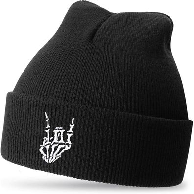 Jeasona Strickmütze Herren/Damen, Einheitsgröße, Schwarz-Goth, Winter Warm