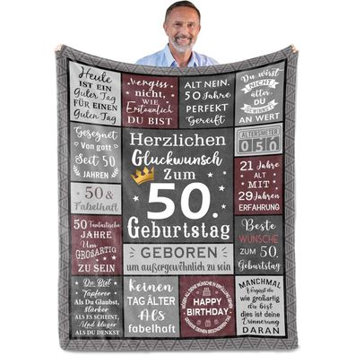 Parcae 50 Geburtstag Decke 200x150CM, Geschenk für Männer zum 50. Geburtstag