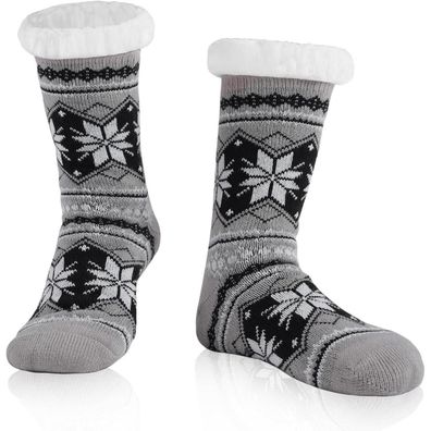 Wotence Herren Warme Dicke Wintersocken mit Anti Rutsch Sohle, Flauschig Thermo