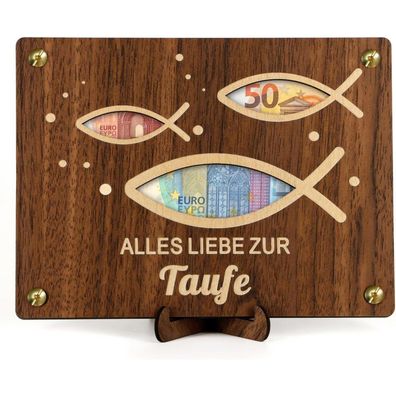 Giftota Geldgeschenk Taufe aus Holz mit Taufkarte - Kreative Verpackung für