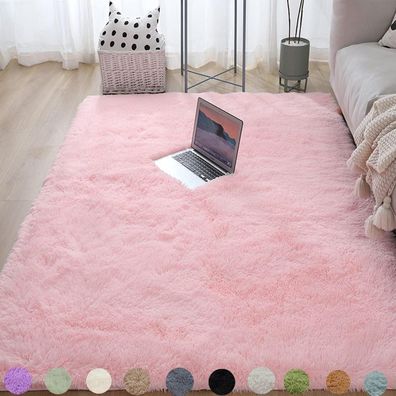 Obundi Teppich Rosa 60x120cm - Flauschiger, weicher und rutschfester Teppich