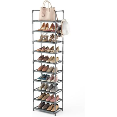 Vicye Schuhregal mit 10 Ebenen, schmaler Schuh-Organizer für bis zu 25 Paar