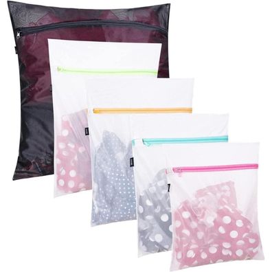 BAGAIL Mesh Wäschesäcke für Waschmaschine, 5er Set (1xXL, 2xL, 2xM) - Weißes