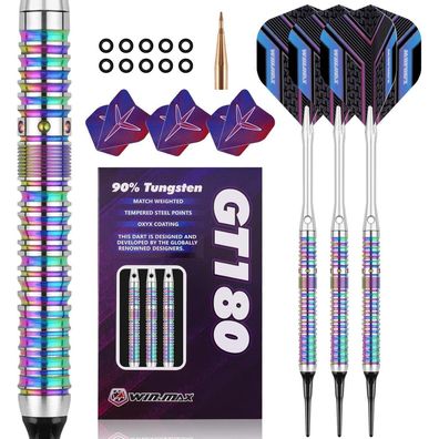 WIN. MAX Dartpfeile 90% Tungsten Wolfram, 18 Gramm, professionelle Violett