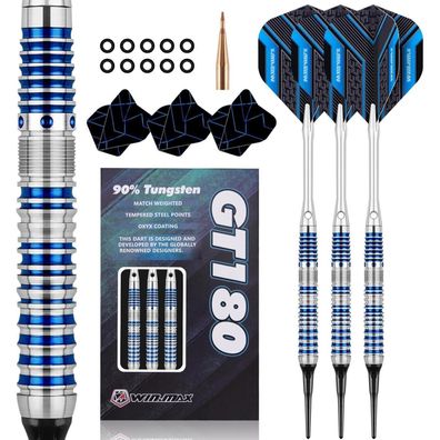WIN. MAX 90% Wolfram Dartpfeile, 18 Gramm, professionelle blaue Darts für