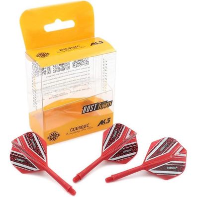 Cuesoul ROST Integrierte Dartschäfte & Flights, Rot, Größe M, 3er-Set