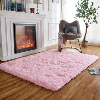 Obundi Flauschiger Teppich Rosa 90x160cm - Weich, Waschbar und Rutschfest für
