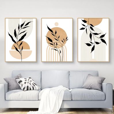 Martin Kench 3-teiliges Poster Set, Boho Blätter Bilder Abstrakt Wandbilder für