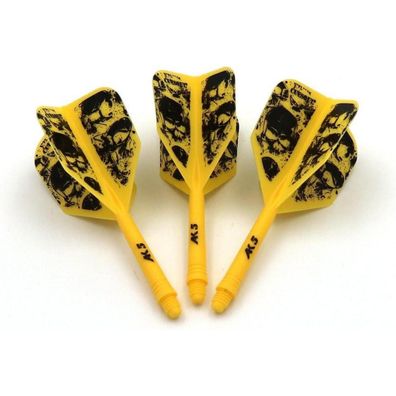 Cuesoul ROST Integrierte Dartschäfte & Flights, 3er-Set, Gelb Schädel Muster