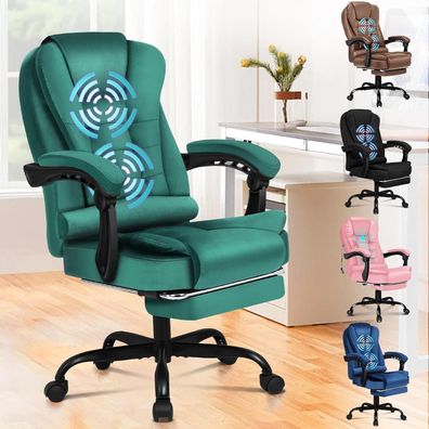 Alfordson Ergonomischer Bürostuhl mit Lordosenstütze, Blaugrün Wildleder